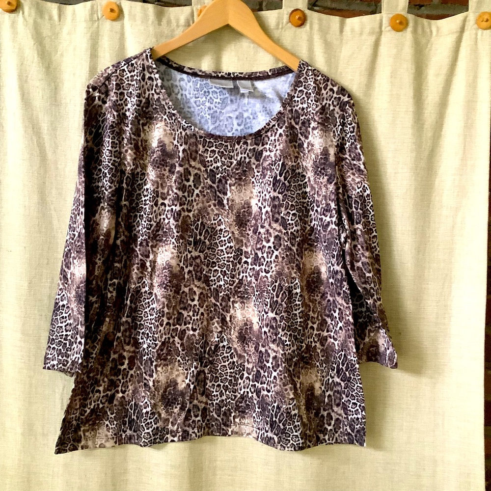 Chico’s Zenergy leopard print tee top 3 14 16